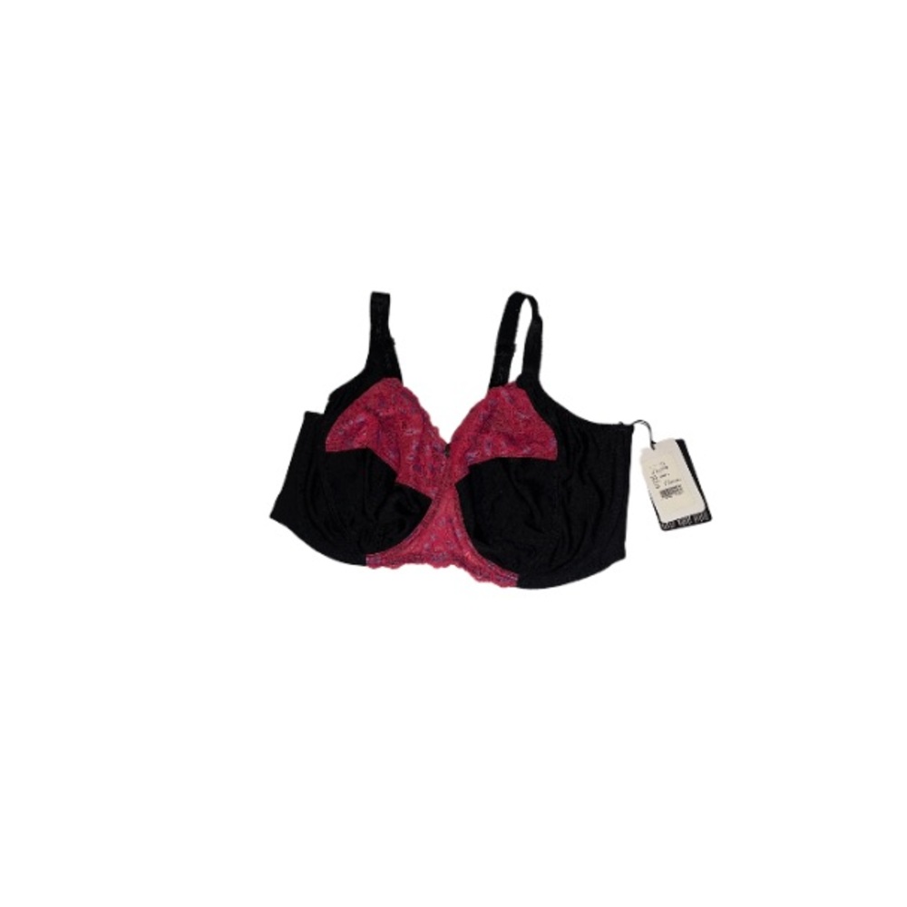 🆕 Love Love “Sabina” Black and Pink Underwire Bra - Size 46H / H46